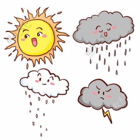 卡通手绘天气预报png元素