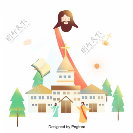 耶稣和平坦的插图背景材料