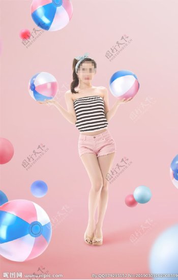 美女气球