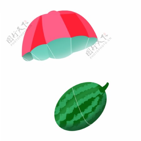 卡通绿色西瓜水果PNG素材