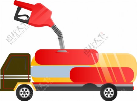 红色油罐车加油简约元素