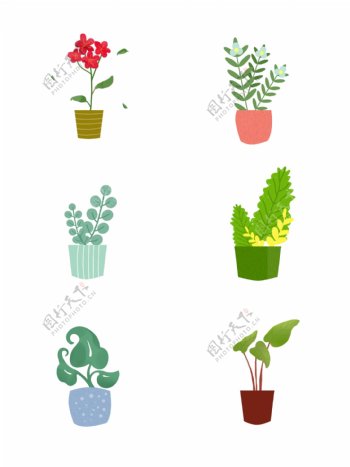 绿色卡通植物元素