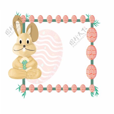 复活节兔子彩蛋边框元素设计