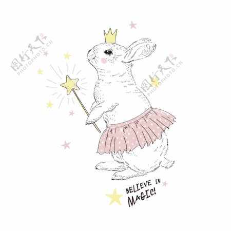 可爱小兔子仙女棒图案设计