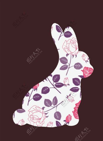 小兔子玫瑰花图案设计