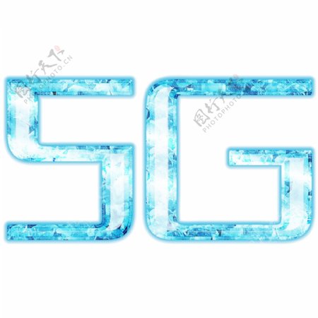 科技感立体仿真冰蓝色5G时代