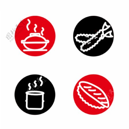 红黑色日本料理图标