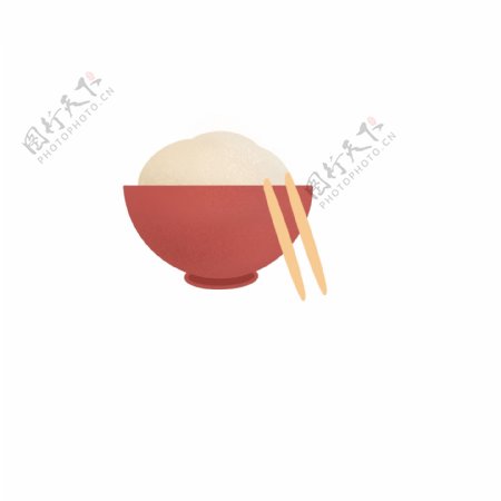红色圆弧米饭食物元素