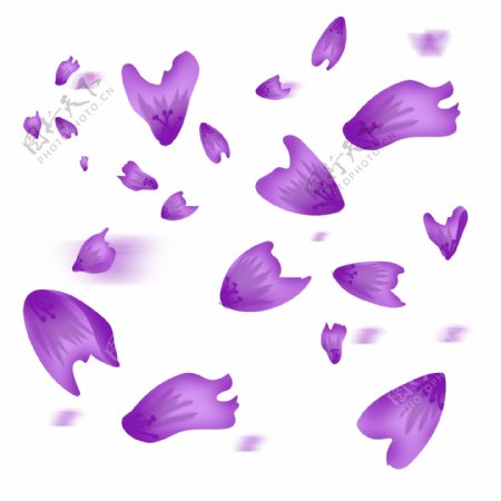 手绘漂浮的紫色花瓣