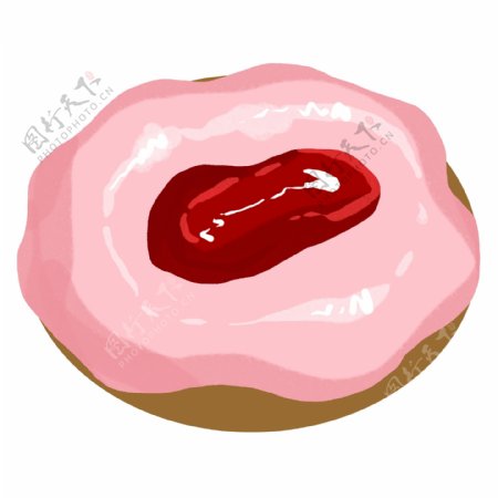 手绘粉色的甜甜圈插画
