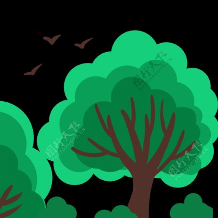 手绘插画风森林绿色环保宣传元素png免抠图