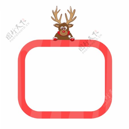 圣诞节麋鹿边框插画