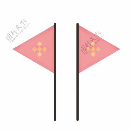 卡通矢量粉色胜利的旗帜