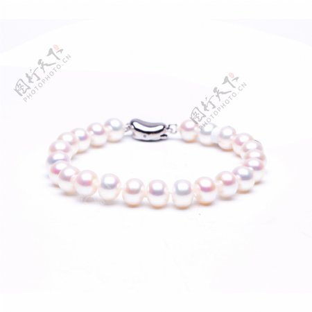 时尚韩式乳白色银白珍珠手链摄影图7