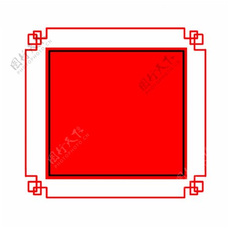 中国风红色矩形边框