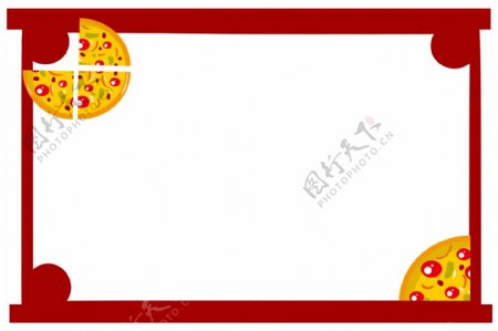 红色的披萨边框插画