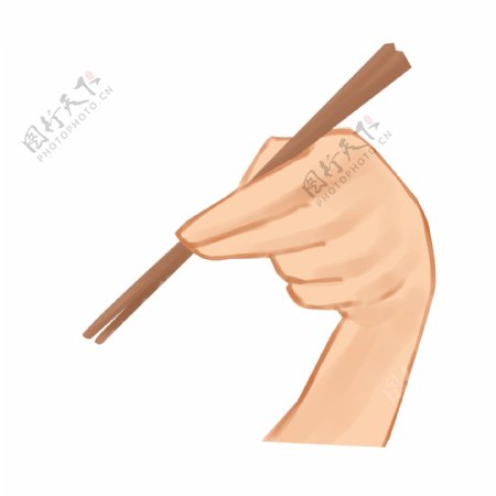 拿筷子的手势插画