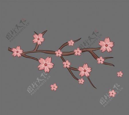 日本粉色的樱花插画