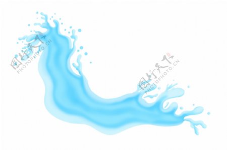 蓝色液体飞溅插画