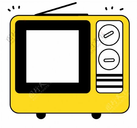 黄色矢量通用电视机二维码边框