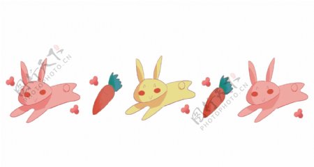 兔子萝卜分割线插画