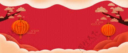 中国风红色喜庆年货节电商海报banner