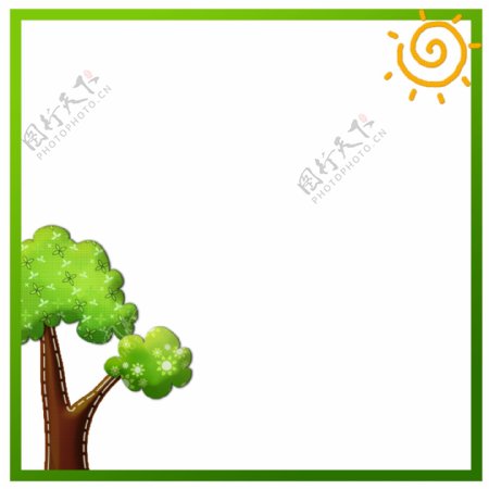 简约美观绿色线条树木创意边框