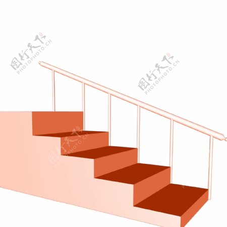 红色的楼梯免抠图