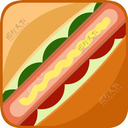 卡通扁平餐饮美食图标标志三明治