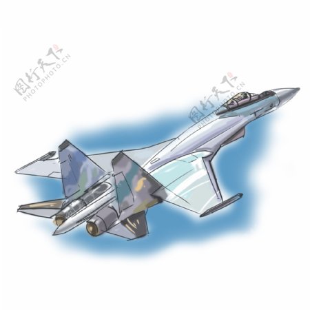 飞机主题战斗机卡通手绘风格