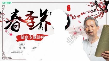 中国风春季养生讲座宣传海报展板