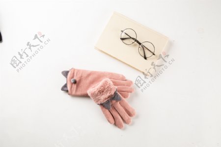 韩版多色麂皮绒女士手套摄影图22