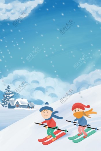 冬季冬令营滑雪海报下载