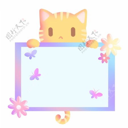 可爱的小花猫装饰边框