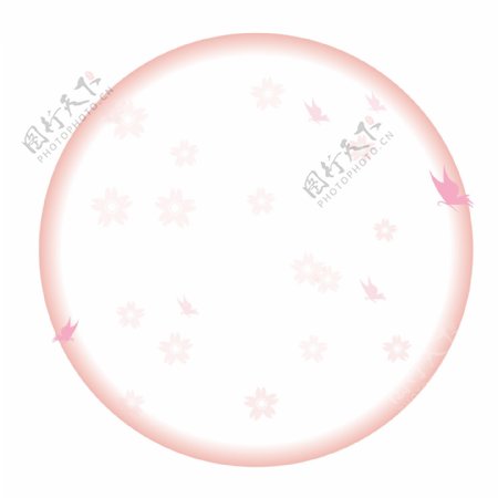 粉色泡泡樱花边框矢量免抠素材