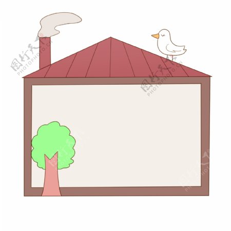 木屋可爱边框插画