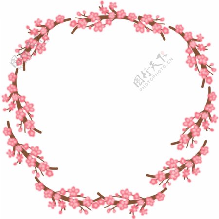 粉色的小花边框插画