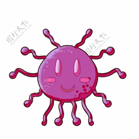 卡通粉色圆球细菌