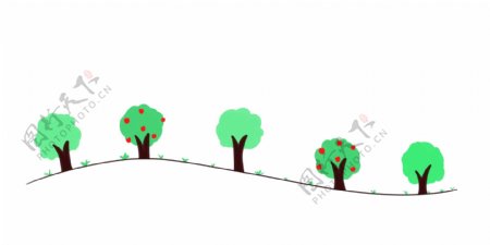 植物大树分割线插画