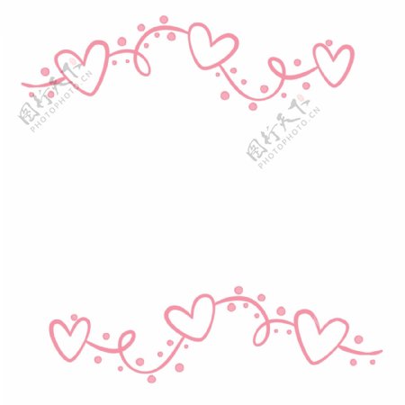 粉色手绘浪漫爱心线条圆点边框