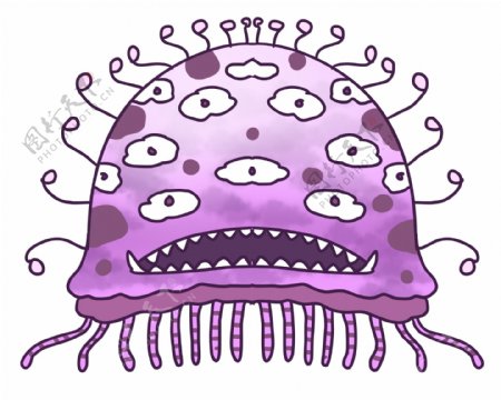 卡通紫色病毒插画
