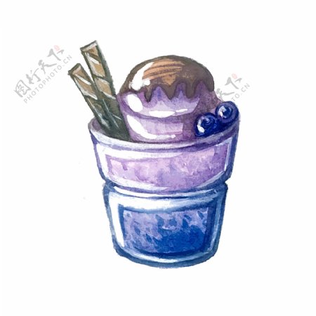 蓝莓雪糕冰激凌球夏天美味紫色PNG