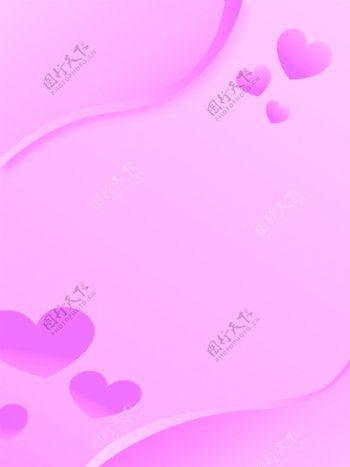 紫色浪漫桃心情人节背景图