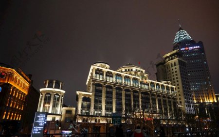 上海外滩老建筑夜景灯光