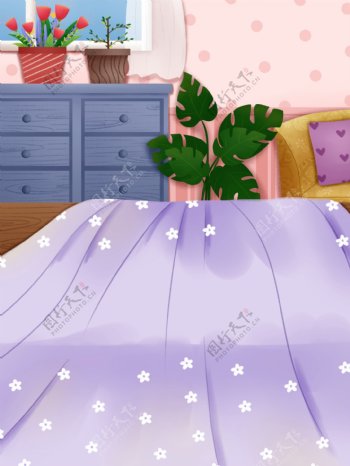彩绘夏季卧室早安背景设计