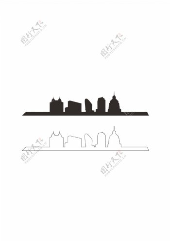 北京城市建筑黑白剪影
