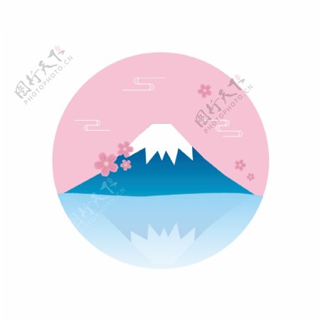 原创日本富士山樱花山脉节日元素