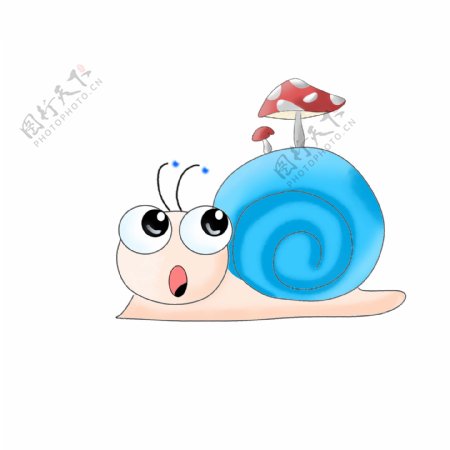 原创手绘长蘑菇的蜗牛