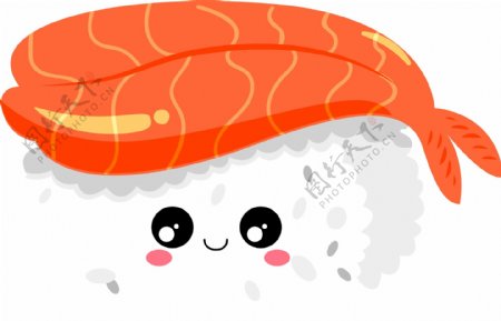 虾寿司手绘卡通矢量可爱元素