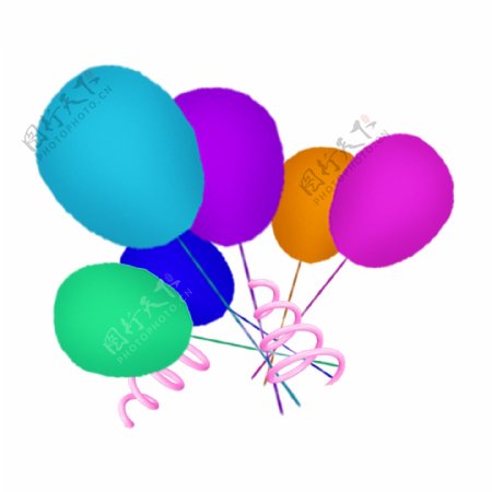 简约手绘彩色气球透明素材